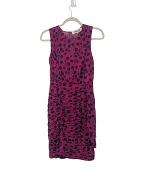 Diane Von Furstenberg 100% Silk Micah Pink Floral Sheath Dress Size 2 Sleeveless